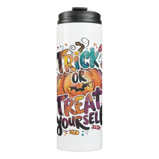 Trick oder Treat dich selbst Thermosbecher (Vorderseite)