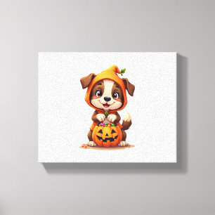 Trick oder Treat Dog - Niedliches Halloween Puppy- Leinwanddruck