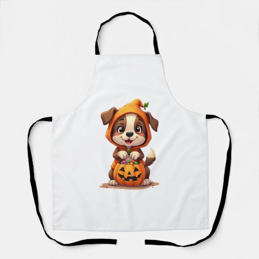 Trick oder Treat Dog - Niedliches Halloween Puppy- Schürze (Vorderseite)