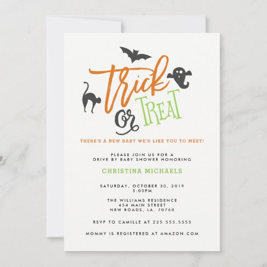 Trick oder Treat Drive durch Kinderdusche Einladun Einladung (Vorderseite)