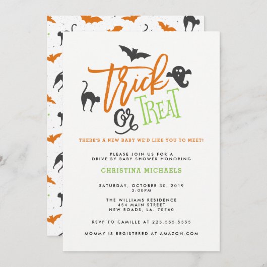 Trick oder Treat Drive durch Kinderdusche Einladun Einladung (Vorne/Hinten)