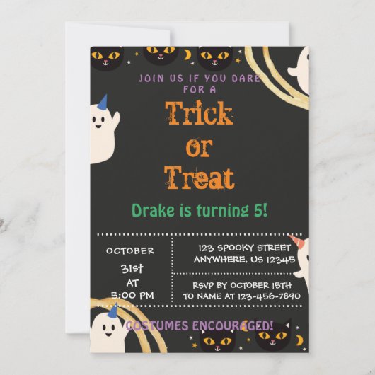 Trick oder Treat, Einladung zu Halloween (Vorderseite)