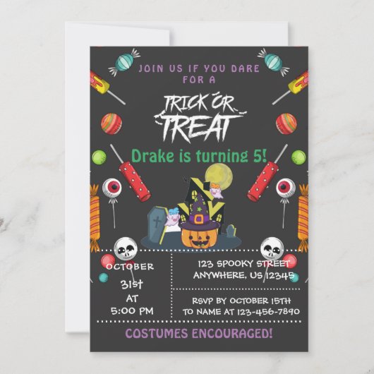 Trick oder Treat, Einladung zu Halloween (Vorderseite)