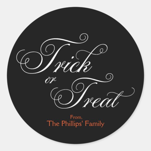 TRICK ODER TREAT Eleganter Black Halloween Sticker (Vorderseite)