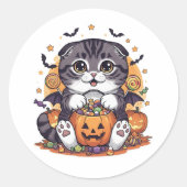 Trick oder Treat Fold - Niedliches schottisches Fa Runder Aufkleber (Vorderseite)