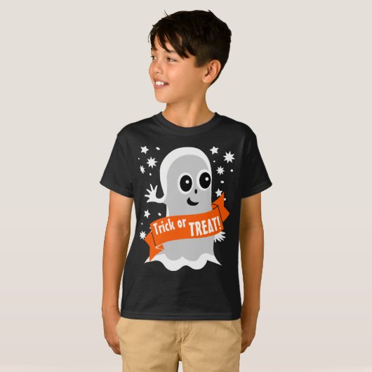 Trick oder Treat Friendly Halloween Ghost T-Shirt (Vorne ganz)