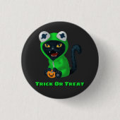 Trick oder Treat Frosch katzenhaltiges Kostüm Button (Vorderseite)