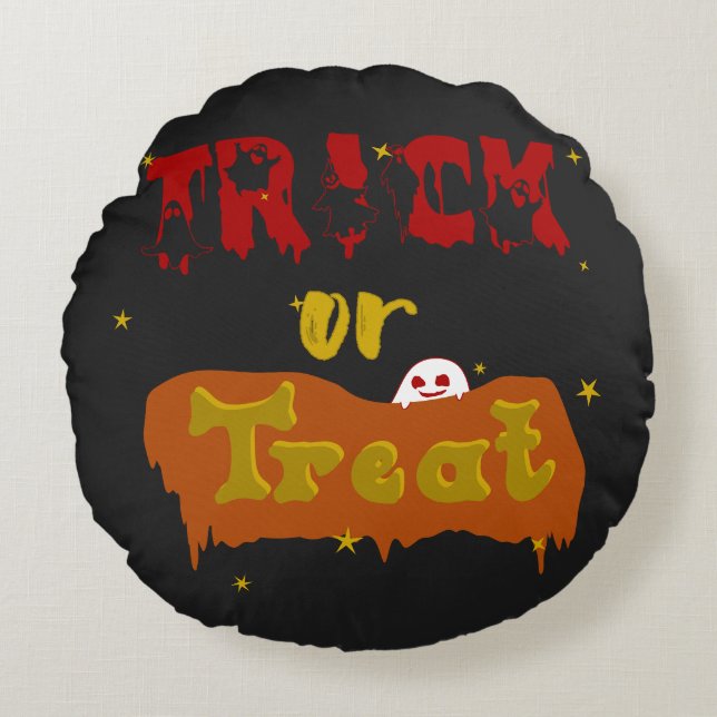 Trick oder Treat Funny Boo Halloween Rundes Kissen (Vorderseite)