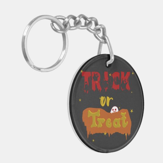 Trick oder Treat Funny Boo Halloween Schlüsselanhänger (Vorderseite links)
