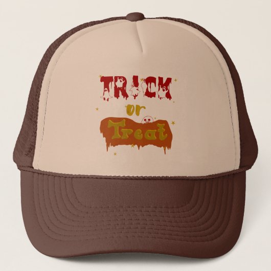 Trick oder Treat Funny Boo Halloween Truckerkappe (Vorderseite)