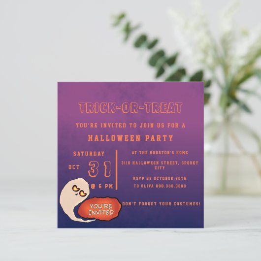 Trick oder Treat | Funny Halloween Einladung (Stehend Vorderseite)