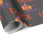 Trick oder Treat Funny Halloween Pumpkin Geschenkpapier (Rolleneckpunkt)