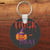 Trick oder Treat Funny Halloween Pumpkin Schlüsselanhänger (Vorderseite)
