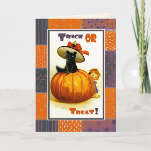 Trick oder Treat! Funny Vintag Kid Halloween Karte