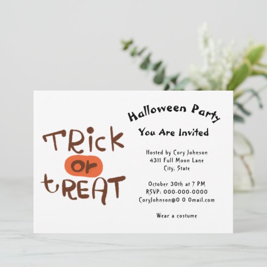 Trick oder Treat für Kinder oder Erwachsene Hallow Einladung (Stehend Vorderseite)