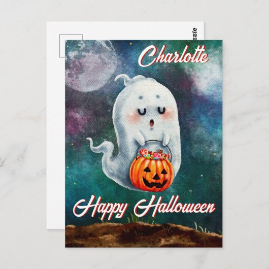 Trick oder Treat, Geister sind süß glücklich Hallo Postkarte (Vorne/Hinten)