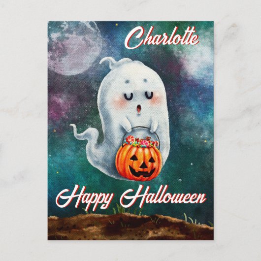 Trick oder Treat, Geister sind süß glücklich Hallo Postkarte (Vorderseite)