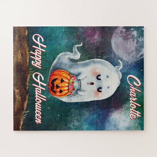 Trick oder Treat, Geister sind süß glücklich Hallo Puzzle (Horizontal)