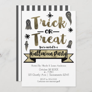 Trick oder Treat Ghost Chic Modernes Halloween-Par Einladung