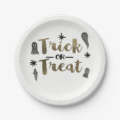 Trick oder Treat Ghost Chic Modernes Halloween-Par Pappteller (Vorderseite)