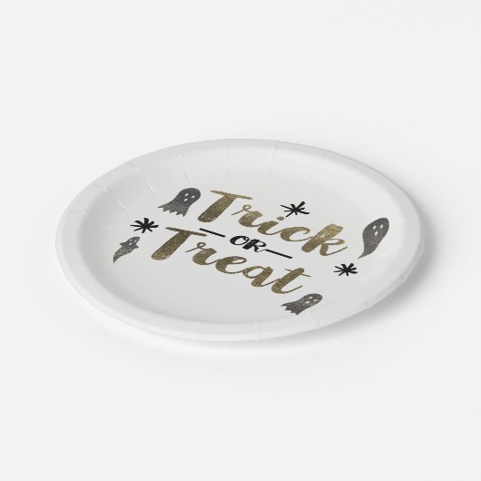 Trick oder Treat Ghost Chic Modernes Halloween-Par Pappteller (Schrägansicht)