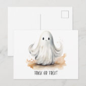 Trick oder Treat Ghost Halloween Feiertagspostkarte (Vorne/Hinten)