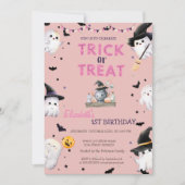 Trick oder Treat Ghost Halloween-Party Geburtstag Einladung (Vorderseite)