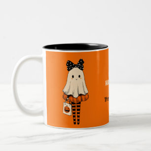 Trick oder Treat Ghost Happy Halloween Familiennam Zweifarbige Tasse