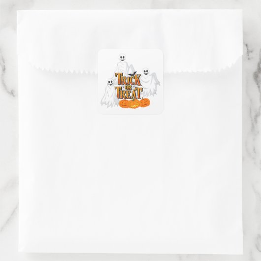 Trick oder Treat Ghost Quadratischer Aufkleber (Tasche)