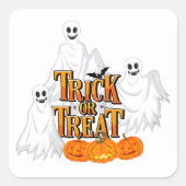 Trick oder Treat Ghost Quadratischer Aufkleber (Vorderseite)