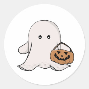 Trick oder Treat Ghost Runder Aufkleber