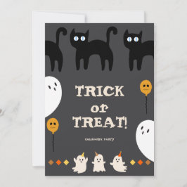 Trick oder Treat Ghost und Black Cat Halloween-Par Einladung