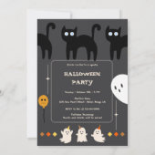 Trick oder Treat Ghost und Black Cat Halloween-Par Einladung (Rückseite)