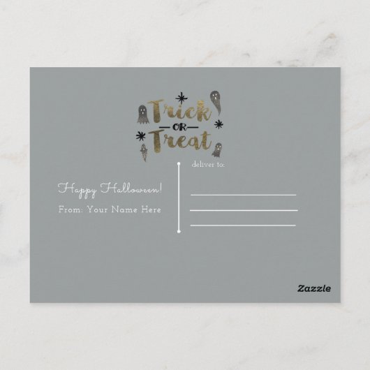 Trick oder Treat Ghosts Chic Modernes Halloween-Fo Postkarte (Rückseite)