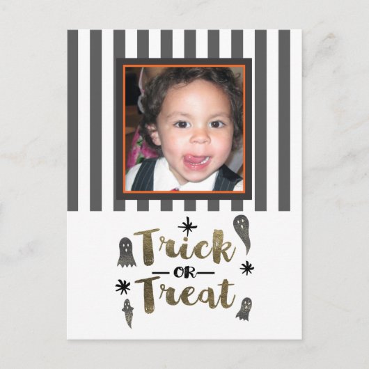 Trick oder Treat Ghosts Chic Modernes Halloween-Fo Postkarte (Vorderseite)