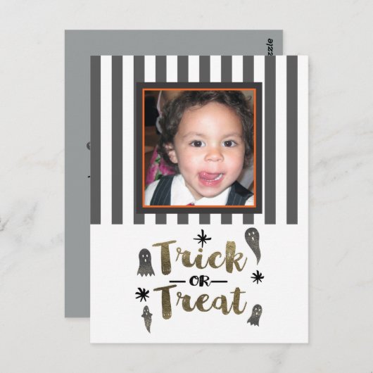 Trick oder Treat Ghosts Chic Modernes Halloween-Fo Postkarte (Vorne/Hinten)