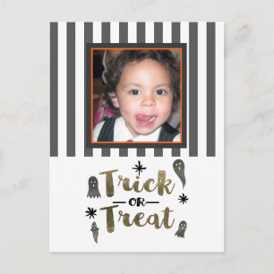 Trick oder Treat Ghosts Chic Modernes Halloween-Fo Postkarte