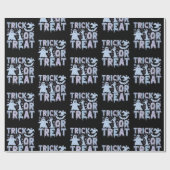 Trick oder Treat Ghosts Niedliches Schwarzes Hallo Geschenkpapier (Flach)