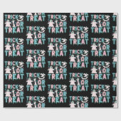 Trick oder Treat Ghosts Niedliches Schwarzes Hallo Geschenkpapier (Flach)