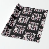 Trick oder Treat Ghosts Niedliches Schwarzes Hallo Geschenkpapier (Ungerollt)
