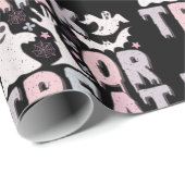 Trick oder Treat Ghosts Niedliches Schwarzes Hallo Geschenkpapier (Rolleneckpunkt)