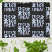 Trick oder Treat Ghosts Niedliches Schwarzes Hallo Geschirrtuch (Gefaltet)