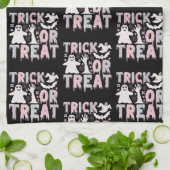 Trick oder Treat Ghosts Niedliches Schwarzes Hallo Geschirrtuch (Gefaltet)