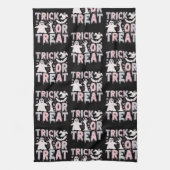 Trick oder Treat Ghosts Niedliches Schwarzes Hallo Geschirrtuch (Vertikal)