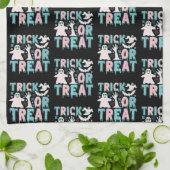 Trick oder Treat Ghosts Niedliches Schwarzes Hallo Geschirrtuch (Gefaltet)