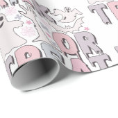Trick oder Treat Ghosts Niedliches weißes Hallowee Geschenkpapier (Rolleneckpunkt)