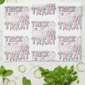 Trick oder Treat Ghosts Niedliches weißes Hallowee Geschirrtuch (Gefaltet)