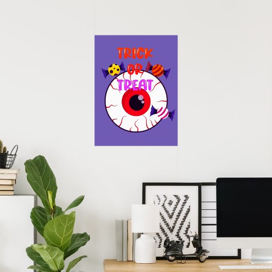 Trick oder Treat - Gigant Eyeball und Halloween Ca Poster (Heimbüro)