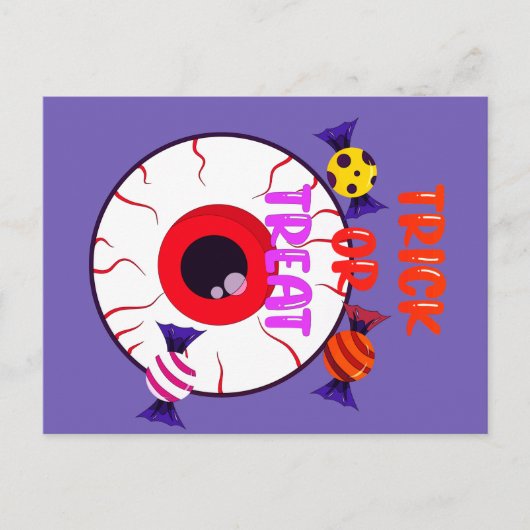 Trick oder Treat - Gigant Eyeball und Halloween Ca Postkarte (Vorderseite)