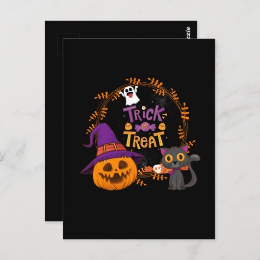 Trick oder Treat, glückliches Halloween, lustige K Postkarte (Vorne/Hinten)